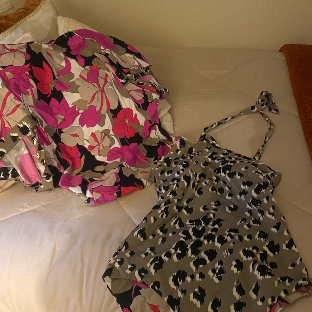 BNWOT -Bundle Floral and Animal Print 1 piece & Coverup- Pink, Black, Cream.